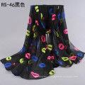 2015 top quality women fashion lip scarves brand women printing scarves fashion women silk scarves